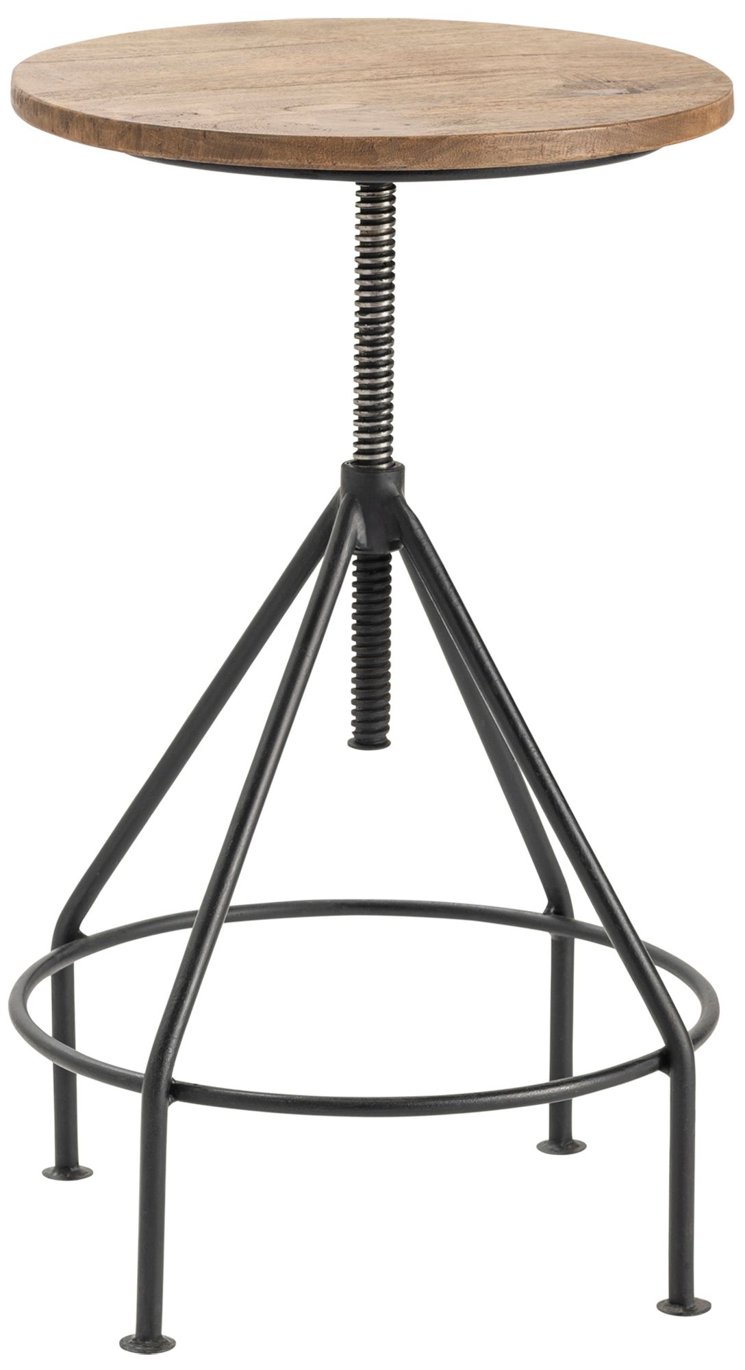 Image 2 Brown Adjustable Bar Stool with Black Iron Frame more views