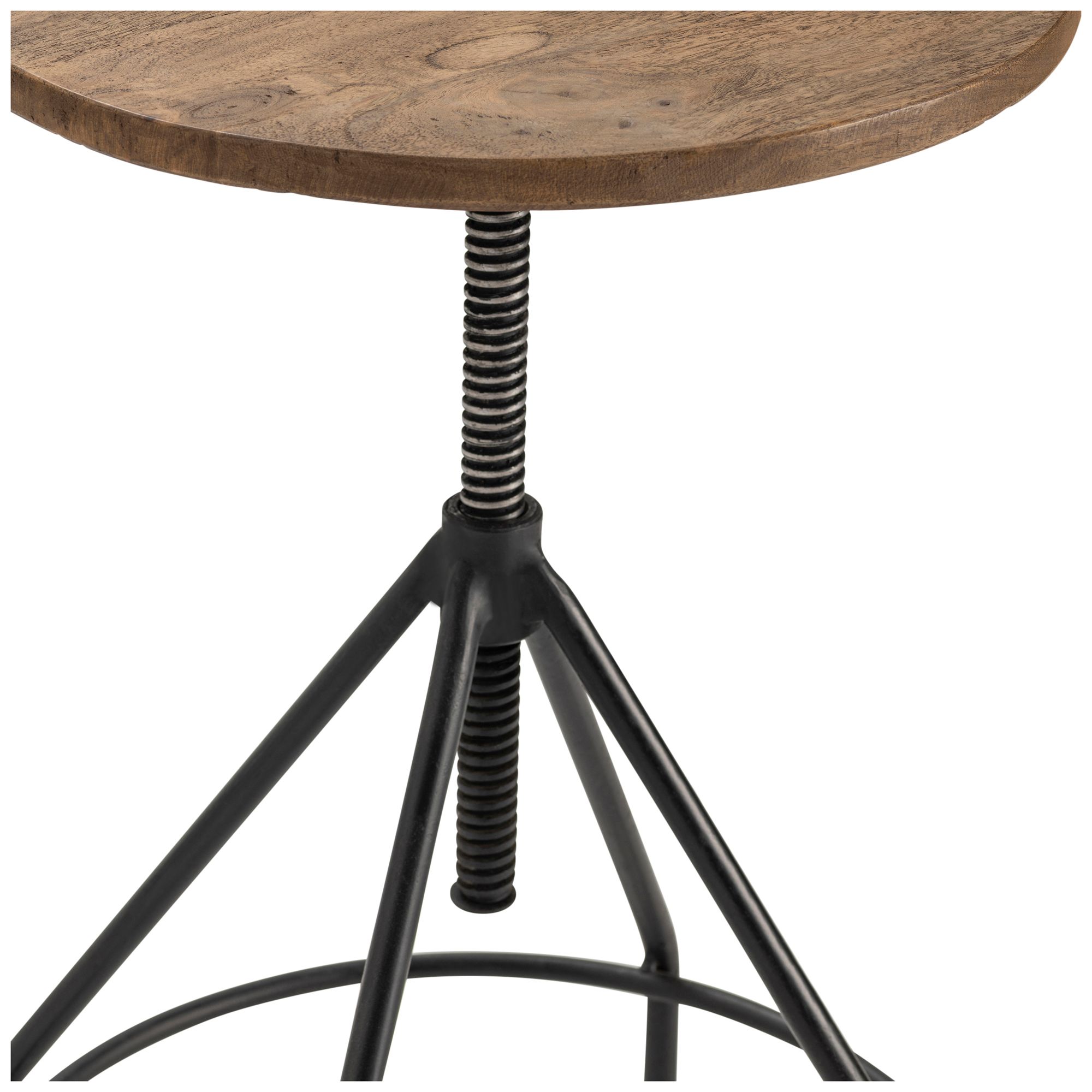 Image 3 Brown Adjustable Bar Stool with Black Iron Frame more views