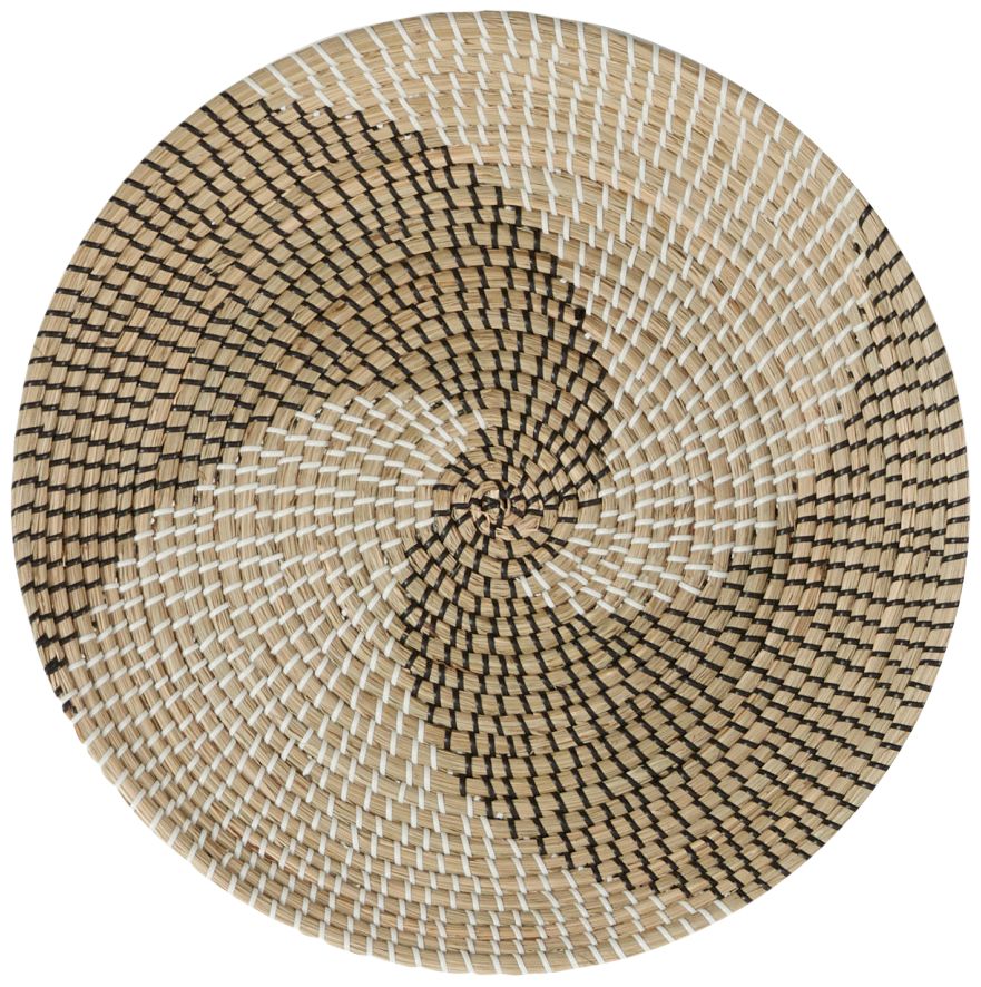 Image 3 Brown and Beige Swirl Seagrass 3-Piece Round Wall Art Set more views