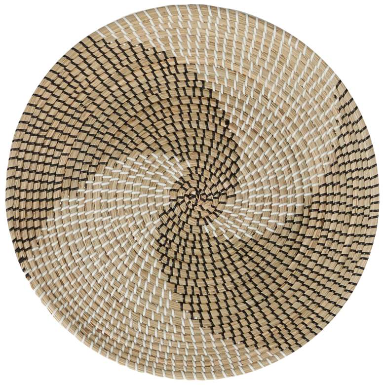 Image 3 Brown and Beige Swirl Seagrass 3-Piece Round Wall Art Set more views