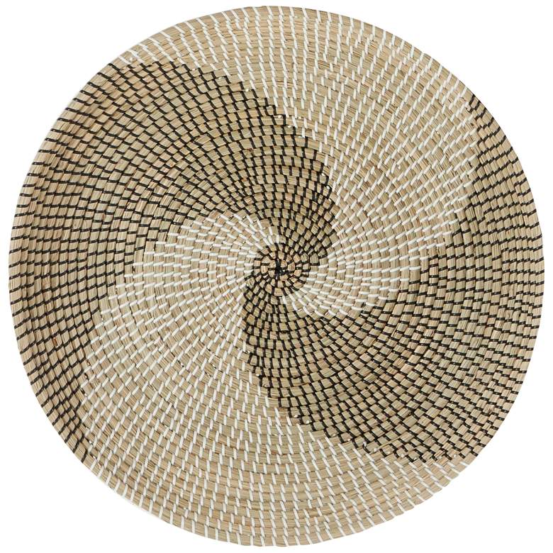 Image 4 Brown and Beige Swirl Seagrass 3-Piece Round Wall Art Set more views