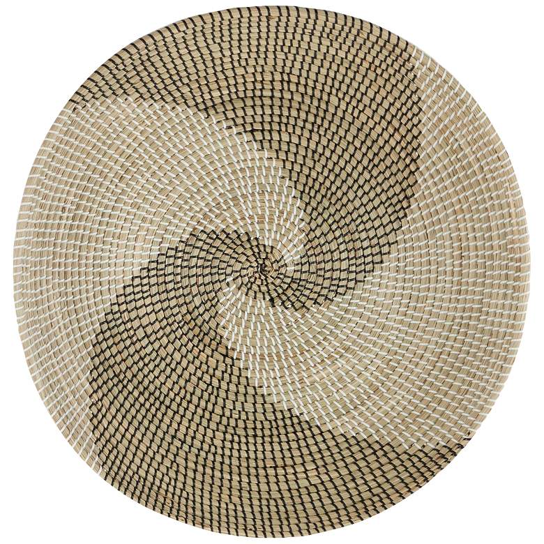 Image 5 Brown and Beige Swirl Seagrass 3-Piece Round Wall Art Set more views