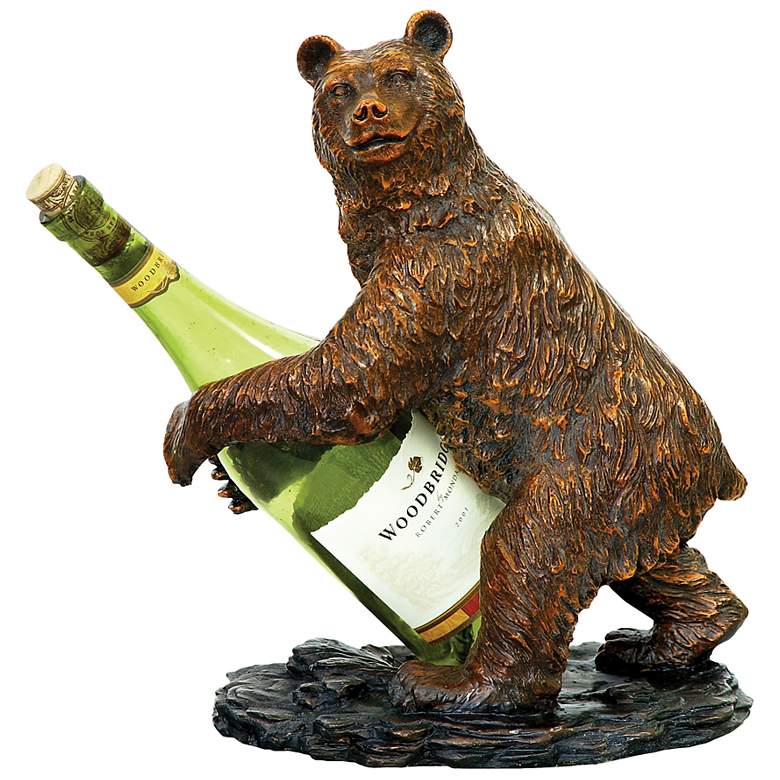 Image 1 Brown and Black Bear Wine Holder