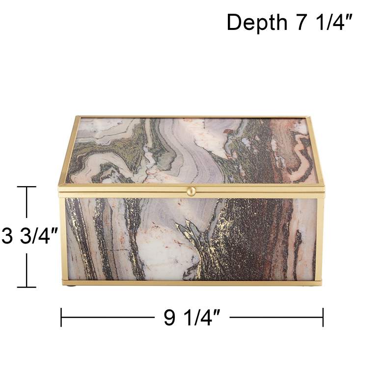 Image 6 Brown and Gray Marble Glass 9" Wide Decorative Box more views