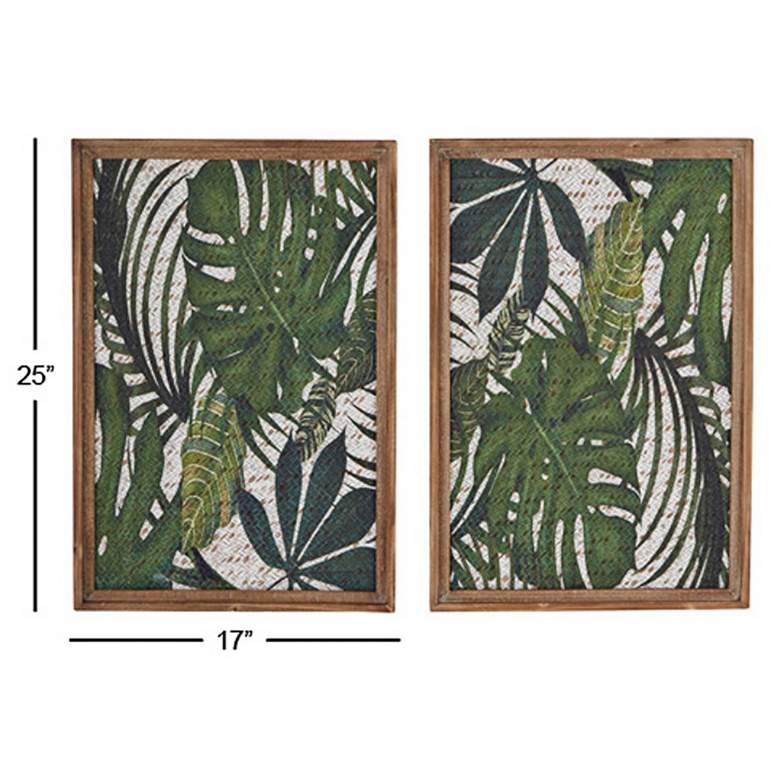 Image 4 Brown and Green Leaf 25 inch High Wood Framed Wall Art Set of 2 more views