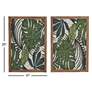 Brown and Green Leaf 25" High Wood Framed Wall Art Set of 2