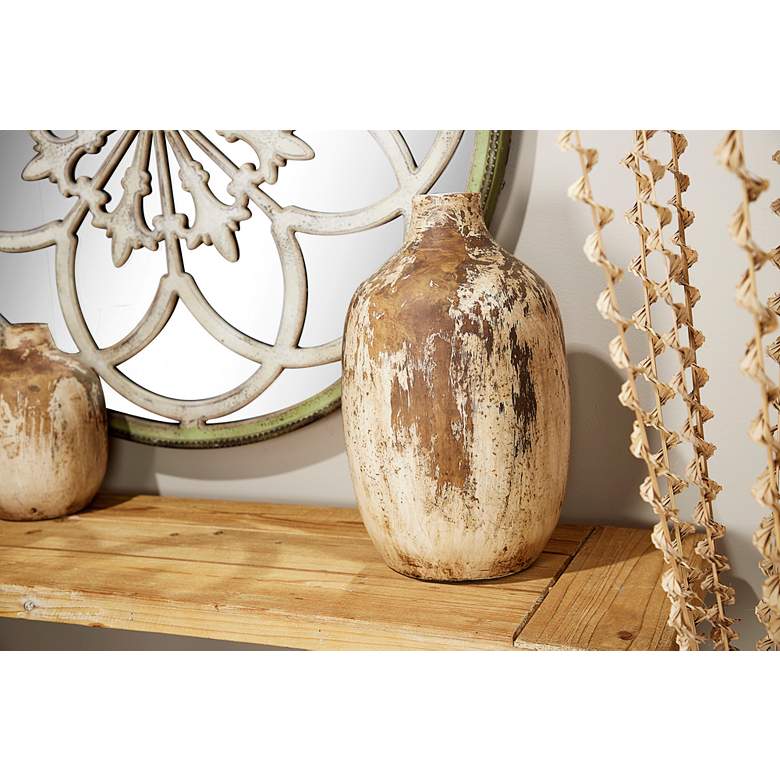 Image 1 Brown and Natural 17" High Antique Terracotta Vase