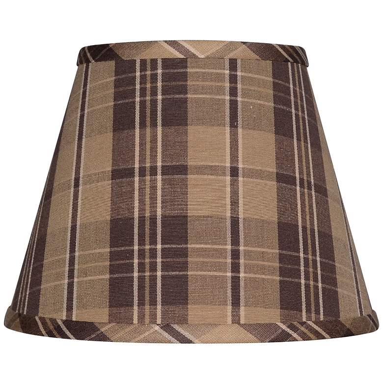 Image 1 Brown and Tan Plaid Lamp Shade 10x18x13 (Spider)