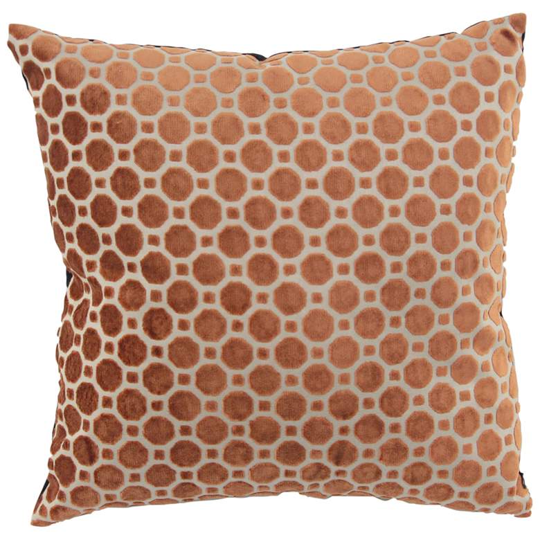 Image 1 Brown and White Fabric 18 inch Square Decorative Pillow