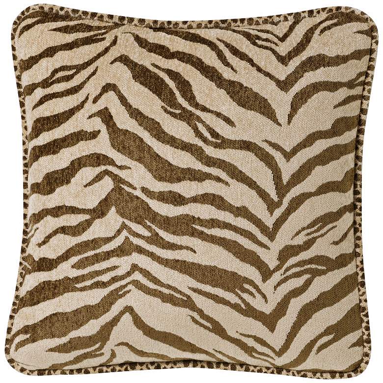 Image 1 Brown &amp; White Zebra 18 inch Square Pillow
