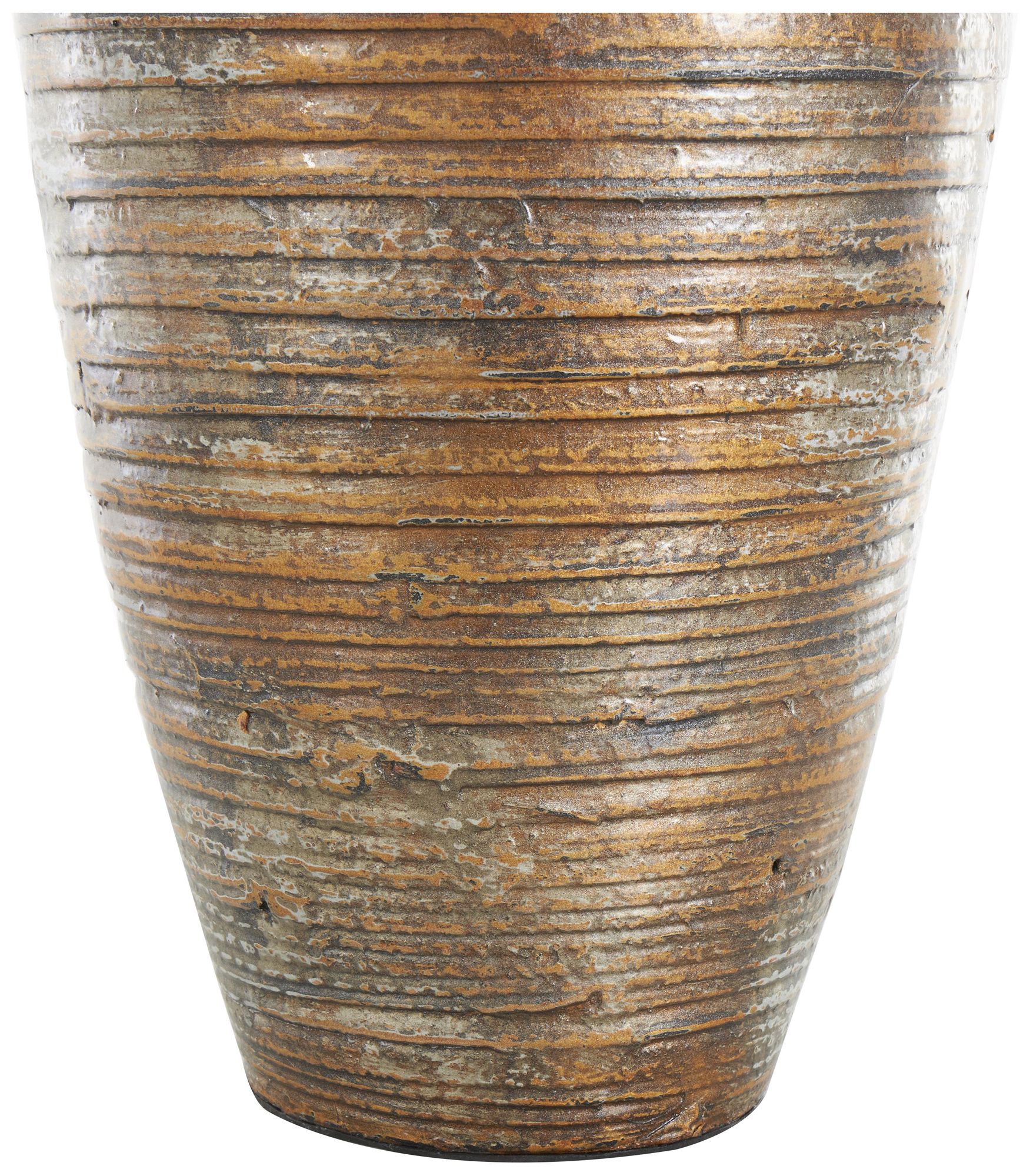 Image 3 Brown Bamboo Wood Bohemian Vase, 8" x 8" x 21" more views