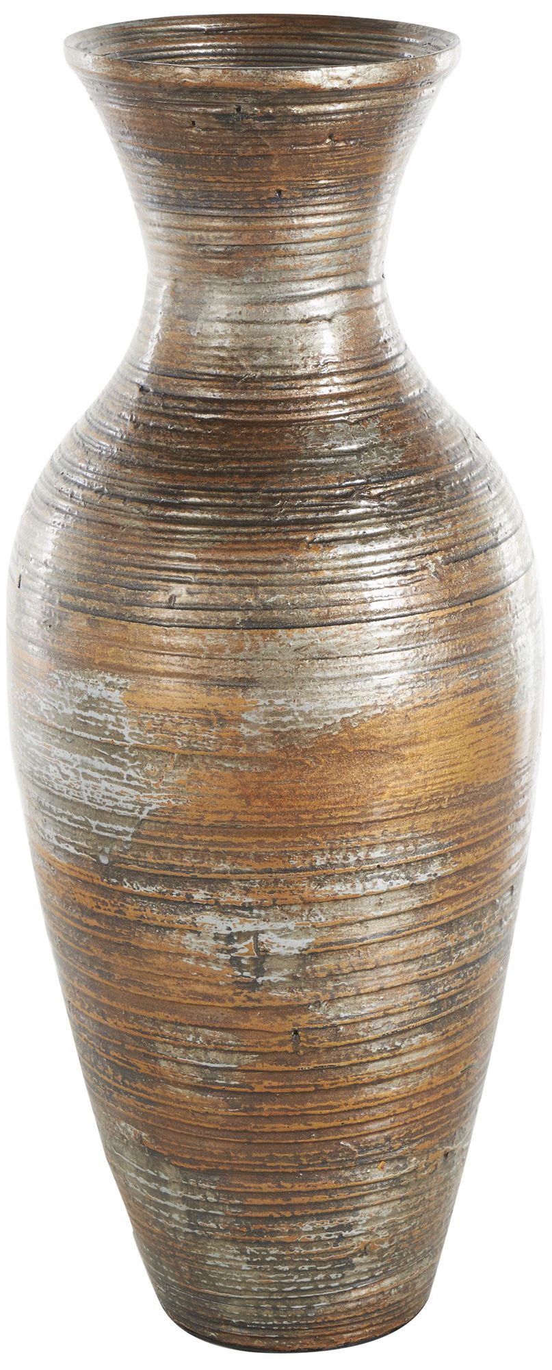Image 5 Brown Bamboo Wood Bohemian Vase, 8" x 8" x 21" more views