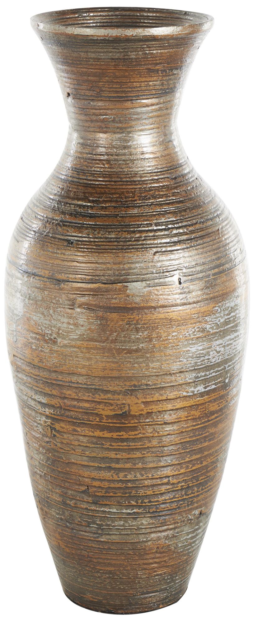 Image 6 Brown Bamboo Wood Bohemian Vase, 8" x 8" x 21" more views