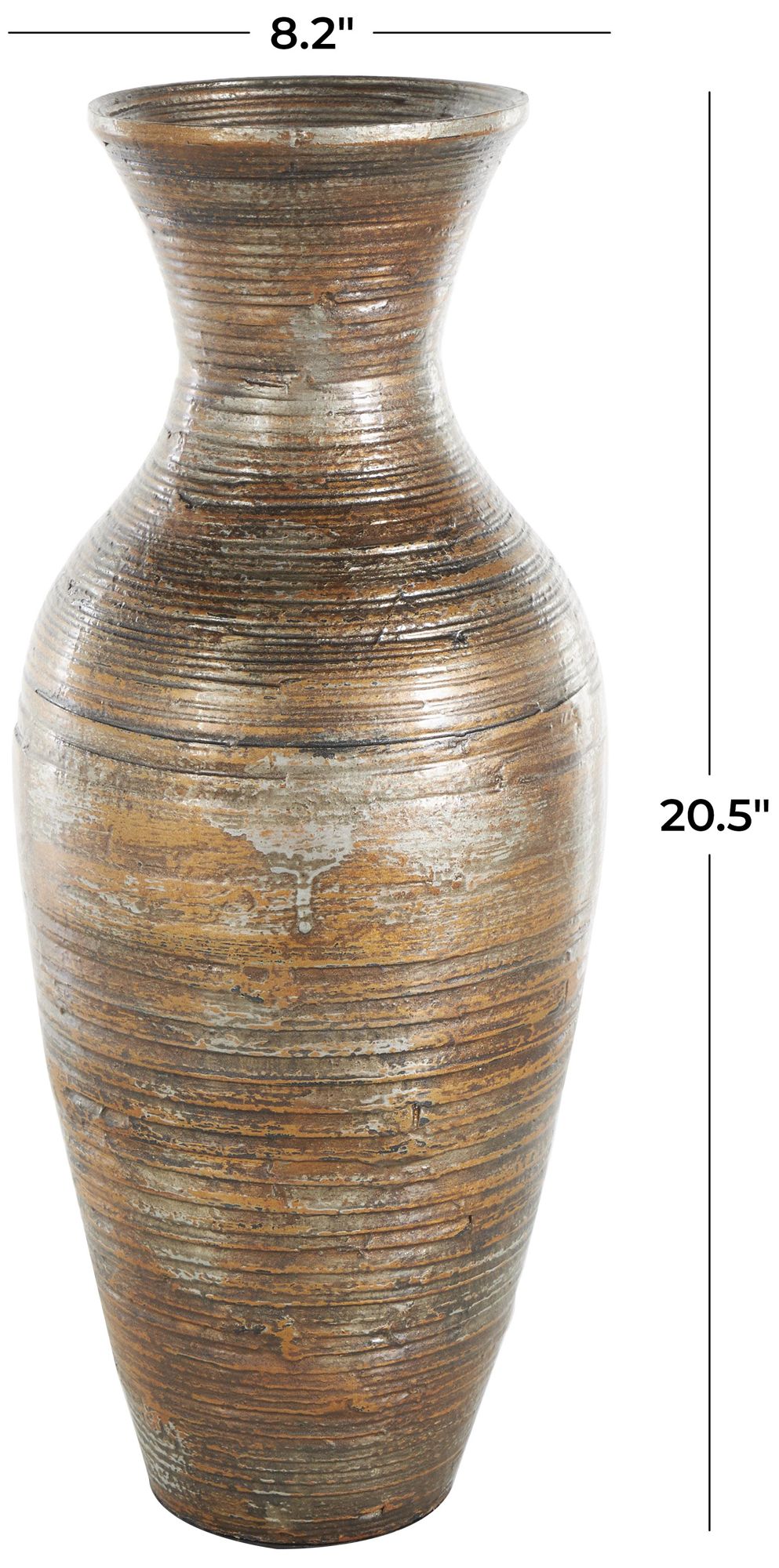 Image 7 Brown Bamboo Wood Bohemian Vase, 8" x 8" x 21" more views
