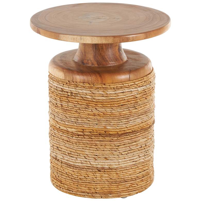 Image 1 Brown Banana Leaf Traditional Accent Table, 16" x 16" x 20"