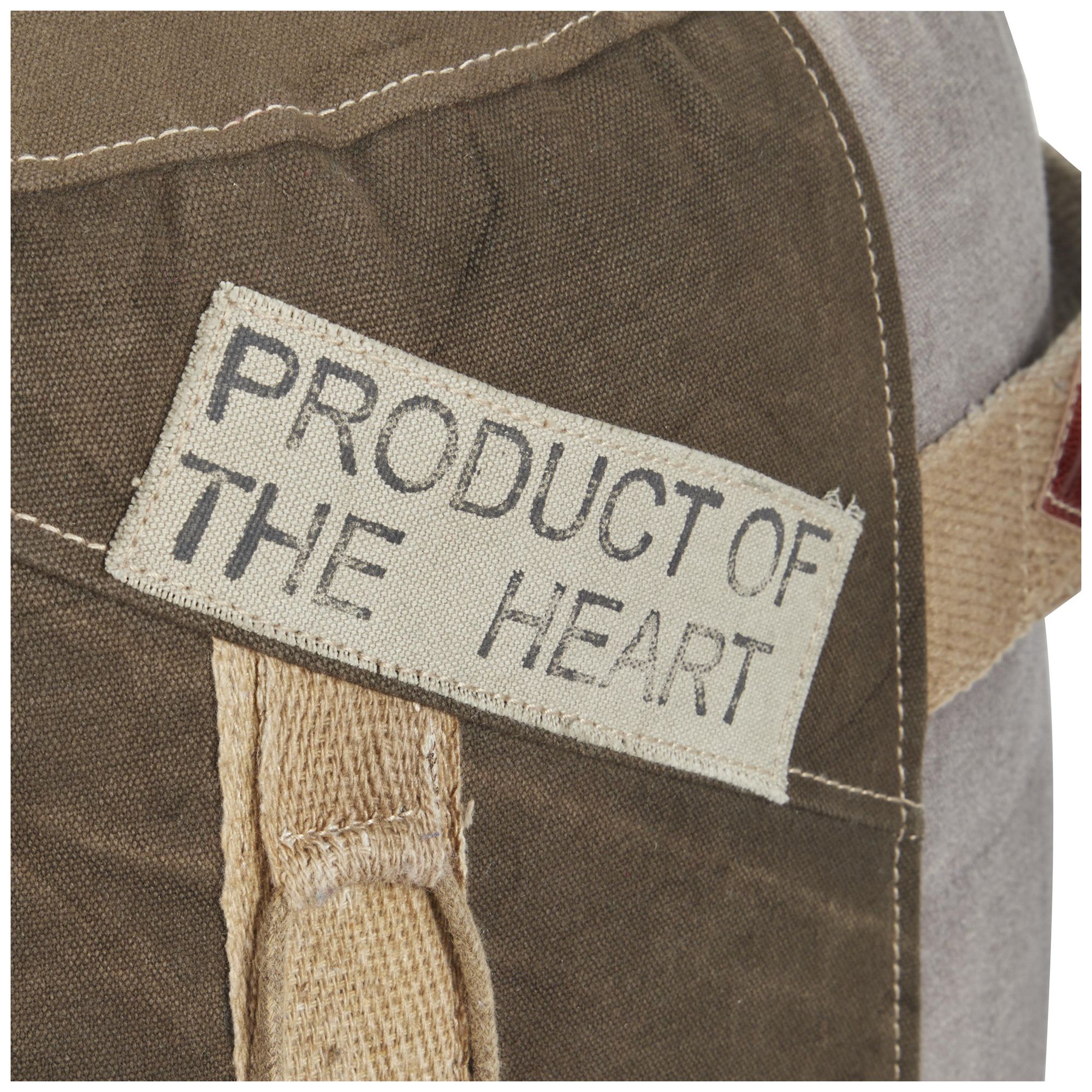 Image 4 Brown Canvas Rustic Pouf, 17" x 17" x 19" more views