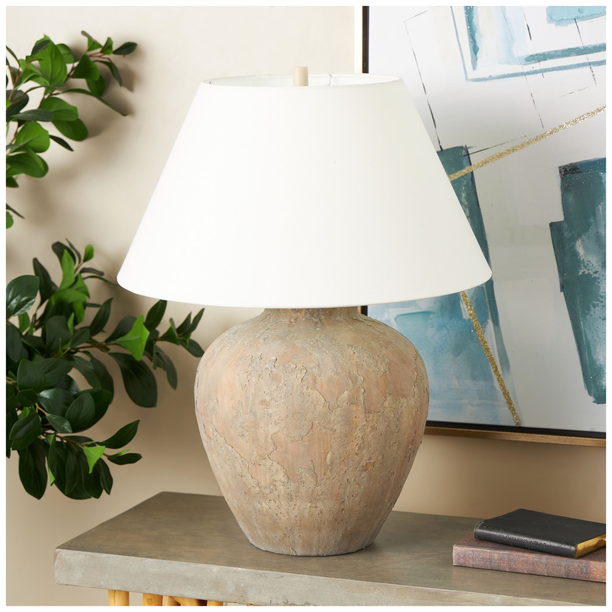 Image 4 Brown Ceramic Farmhouse Table Lamp, 20" x 20" x 25" more views