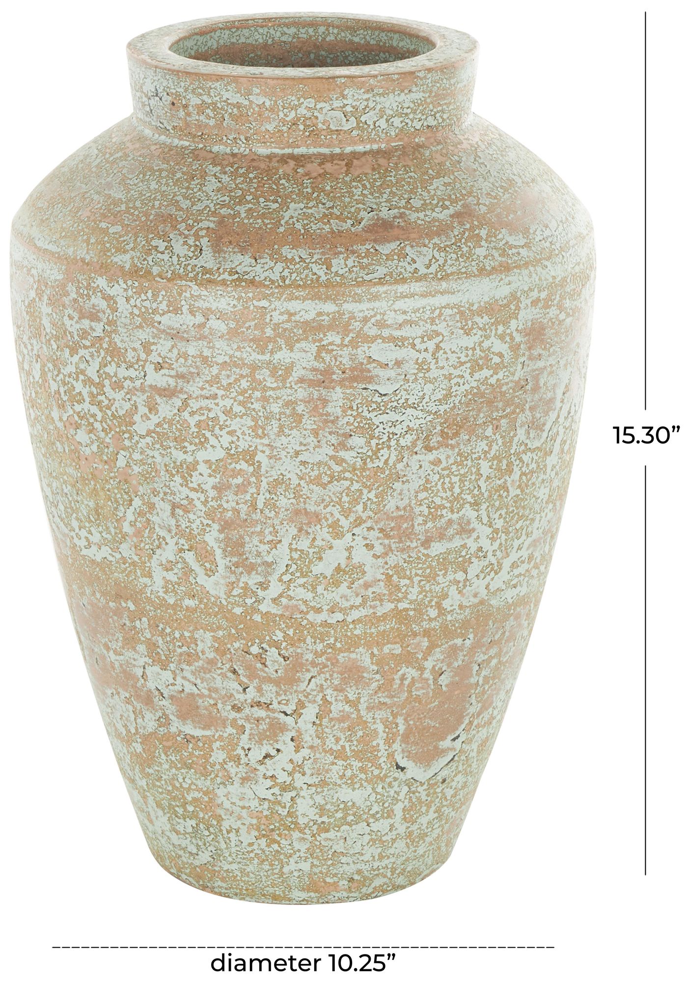 Image 7 Brown Ceramic Farmhouse Vase, 10" x 10" x 15" more views