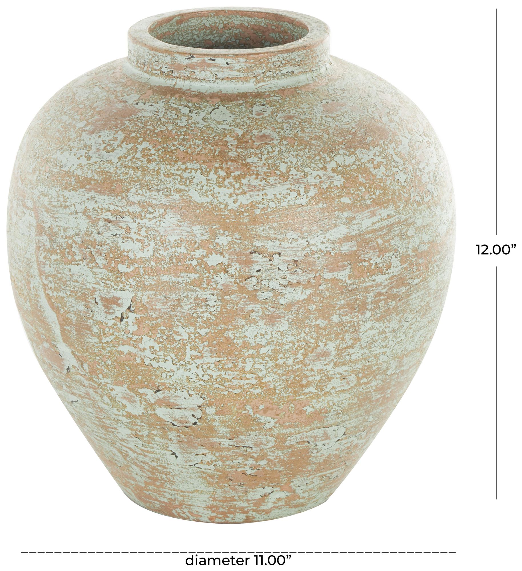 Image 7 Brown Ceramic Farmhouse Vase, 11" x 11" x 12" more views