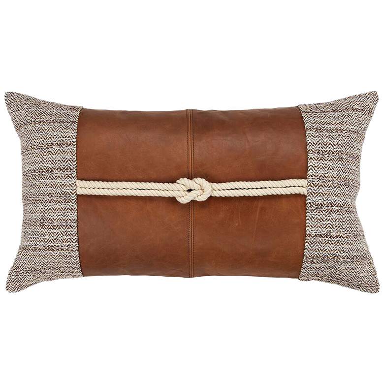 Image 1 Brown Color Block 26" x 14" Decorative Down Filled Pillow
