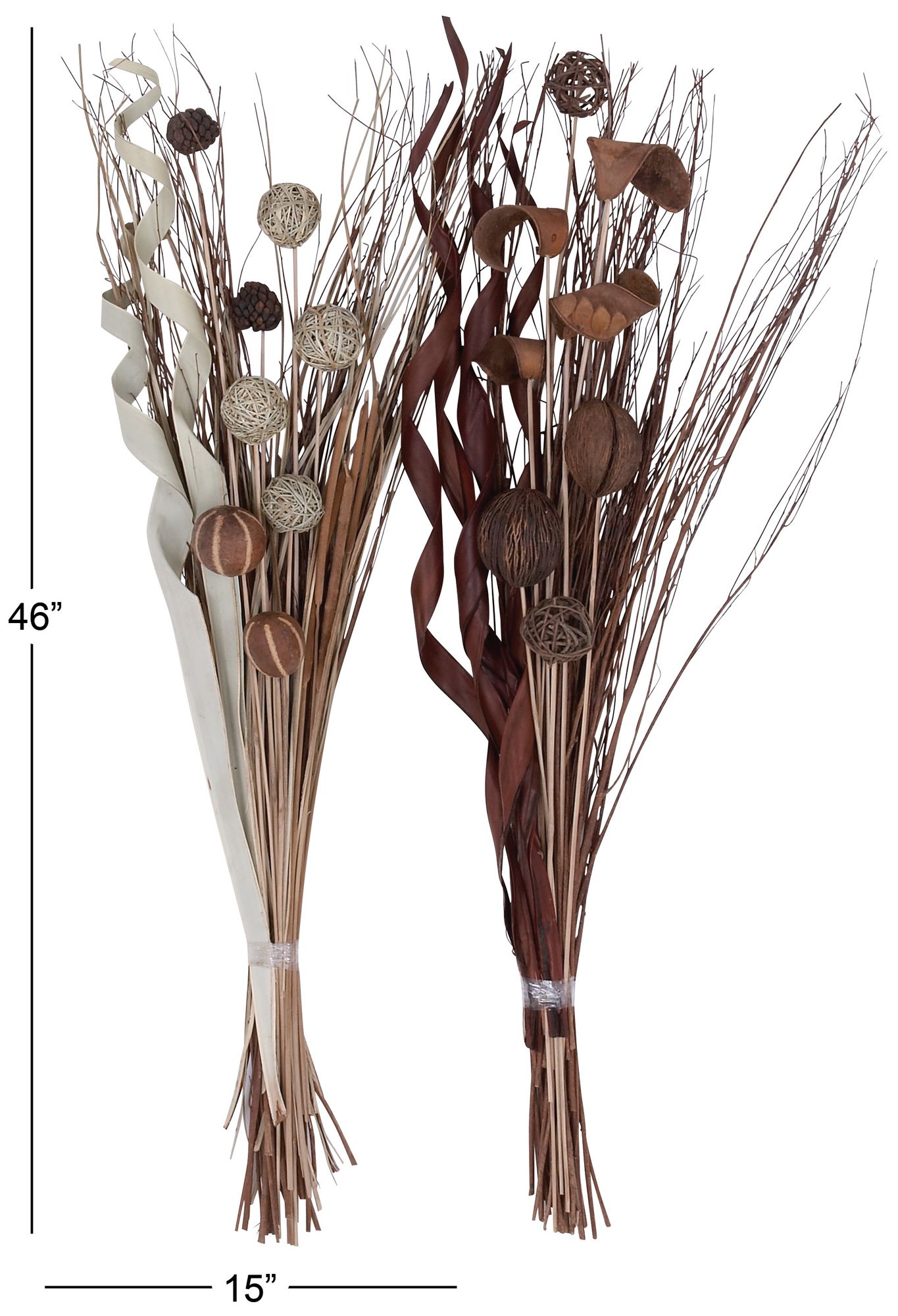 Image 7 Brown Dried Plant Coastal Natural Foliage, S/2 46"H, 15"W more views