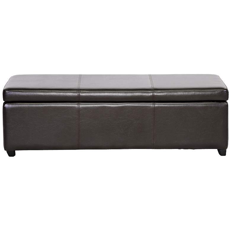 Image 1 Brown Faux Leather Bench with Storage