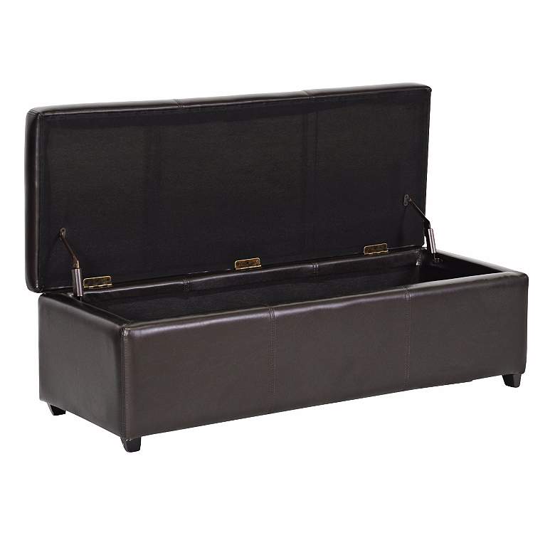 Image 2 Brown Faux Leather Bench with Storage more views