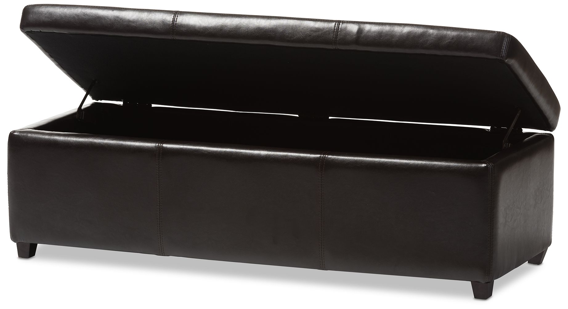 Image 7 Brown Faux Leather Bench with Storage more views