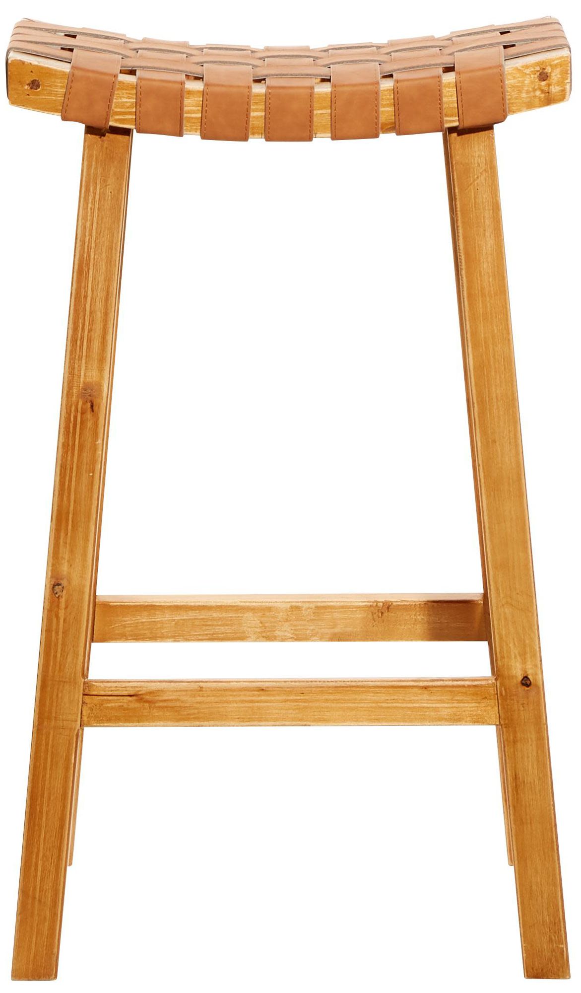 Image 4 Brown Faux Leather Rustic Bar Stool, 18" x 11" x 30" more views