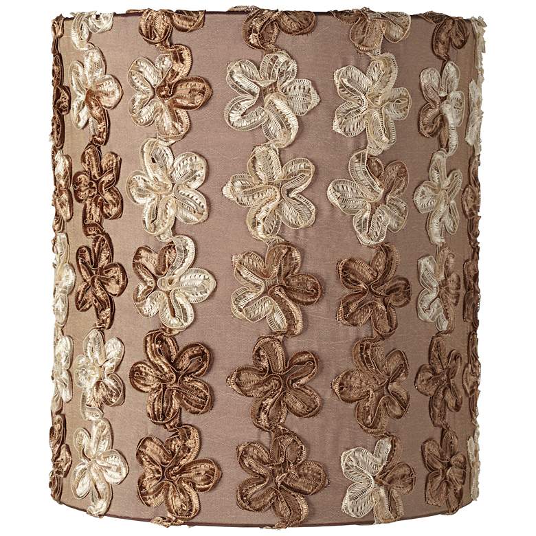 Image 1 Brown Flowers Ribbons Drum Shade 9x9x10 (Spider)