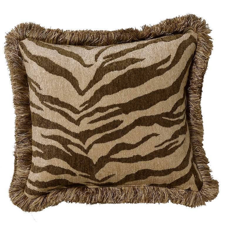 Image 1 Brown Fringe Zebra Rectangular Pillow
