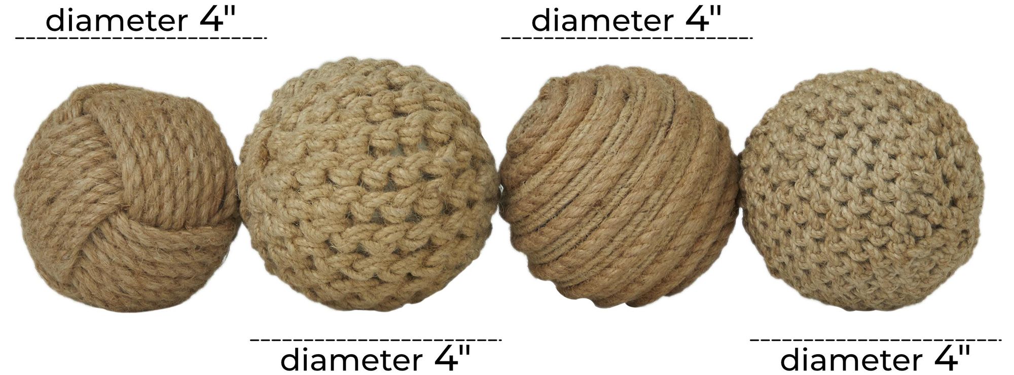 Image 7 Brown Jute Rope Coastal Orbs & Vase Filler, S/4 4"W, 4"H more views