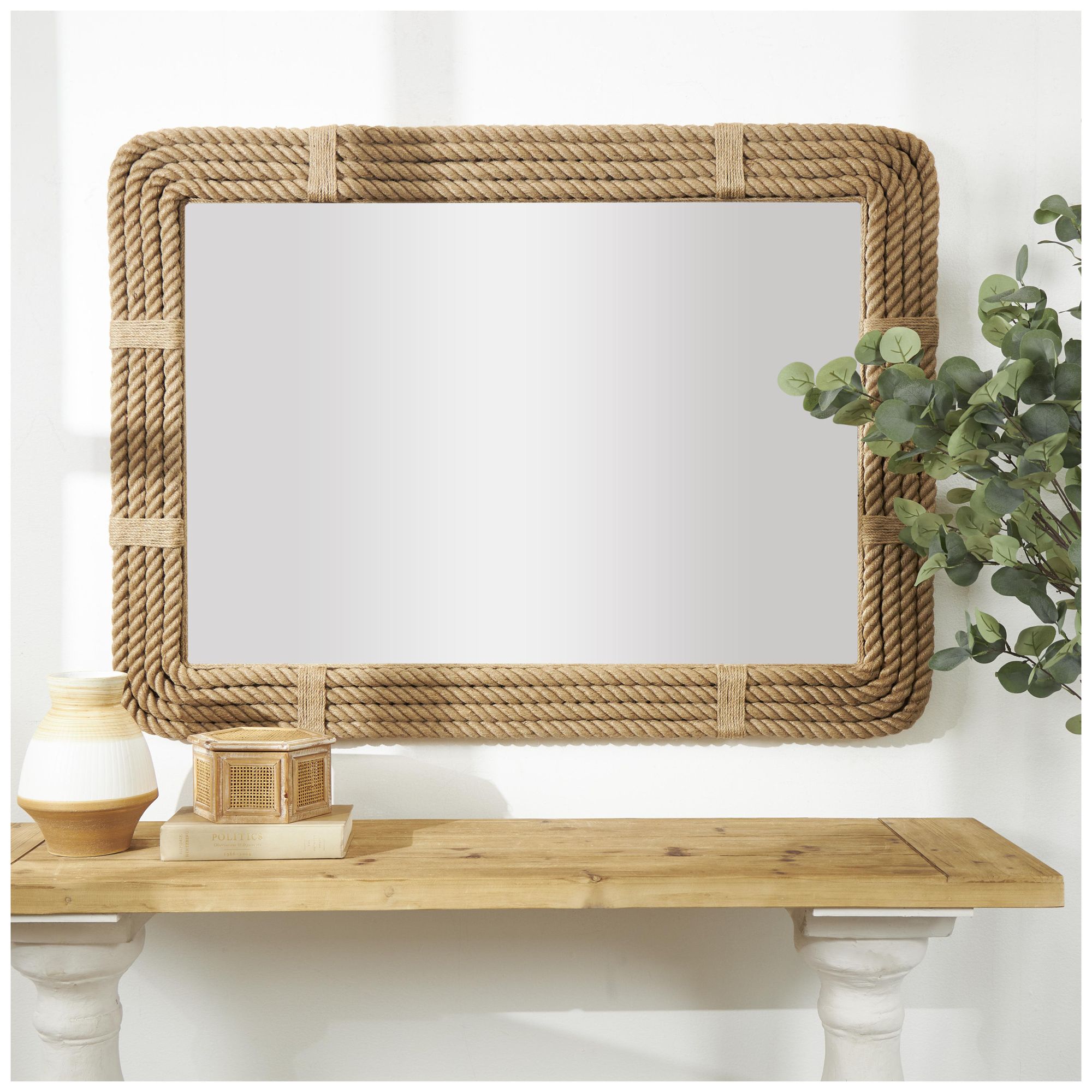 Thumbnail1 of Brown Jute Rope Coastal Wall Mirror, 36" x 2" x 48"