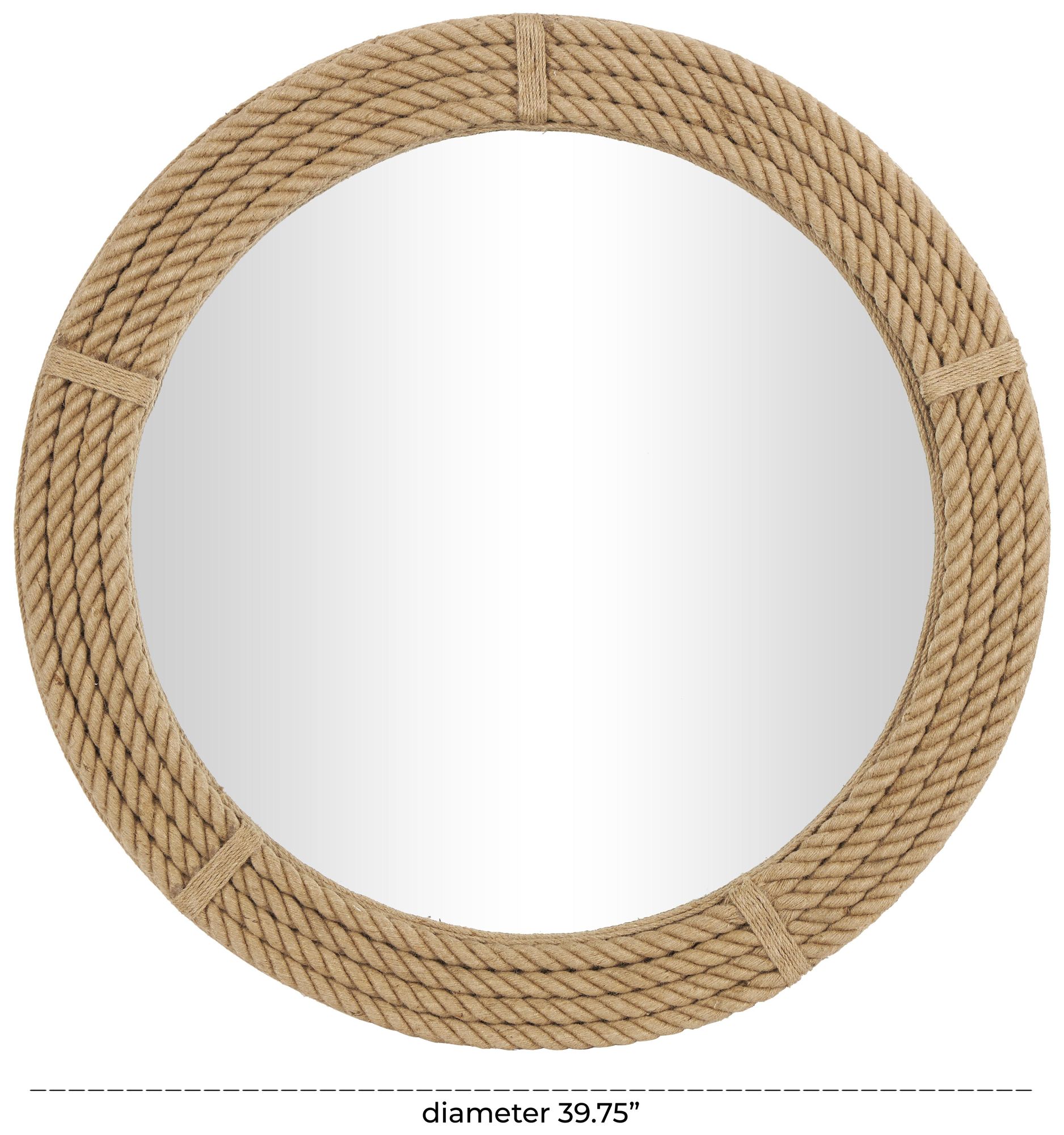 Brown Jute Rope Coastal Wall Mirror, 40" x 2" x 40"
