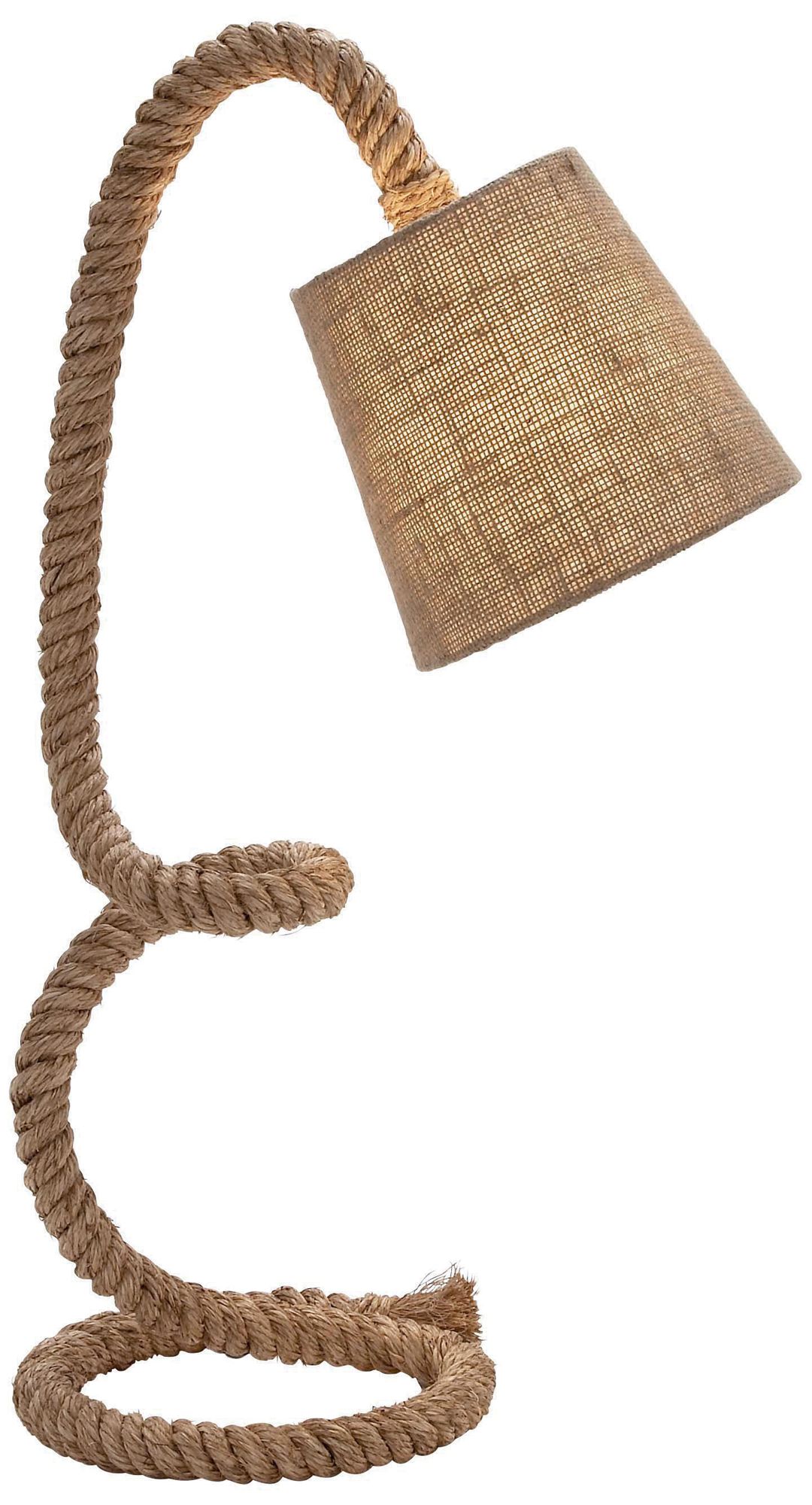 Brown Jute Rope Rustic Desk Lamp, 11" x 14" x 32"