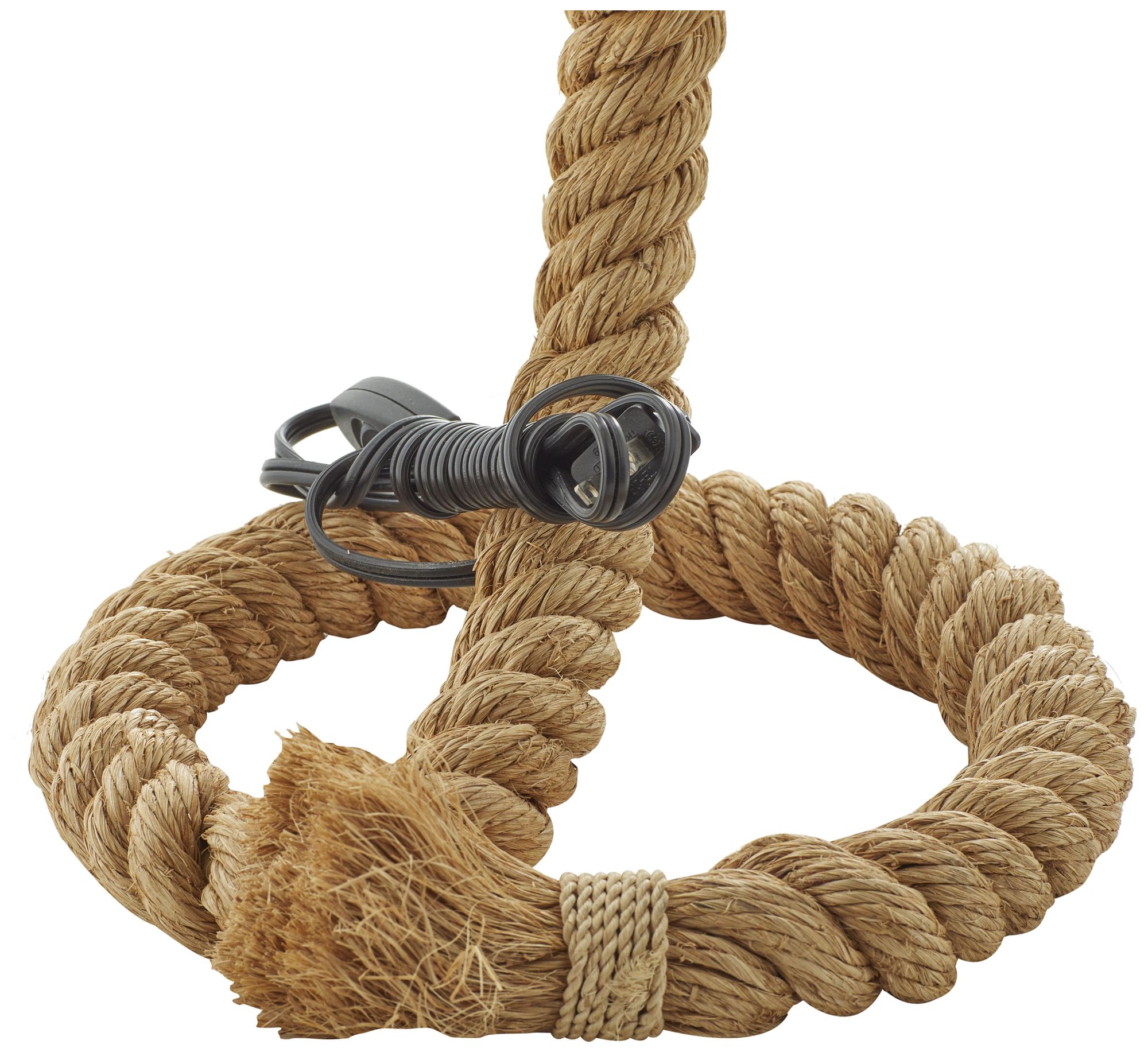 Image 2 Brown Jute Rope Rustic Desk Lamp, 11" x 14" x 32" more views