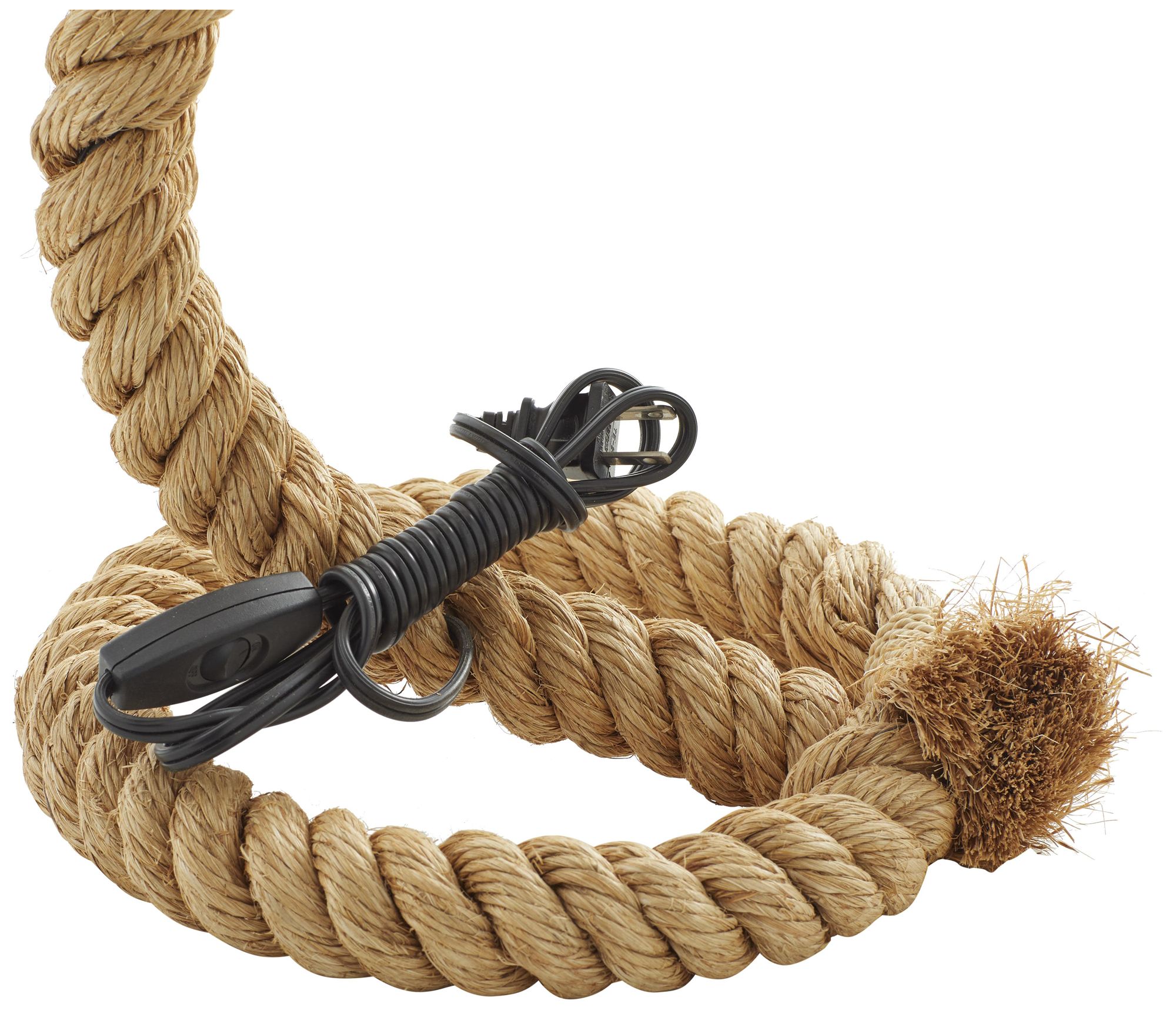 Image 3 Brown Jute Rope Rustic Desk Lamp, 11" x 14" x 32" more views