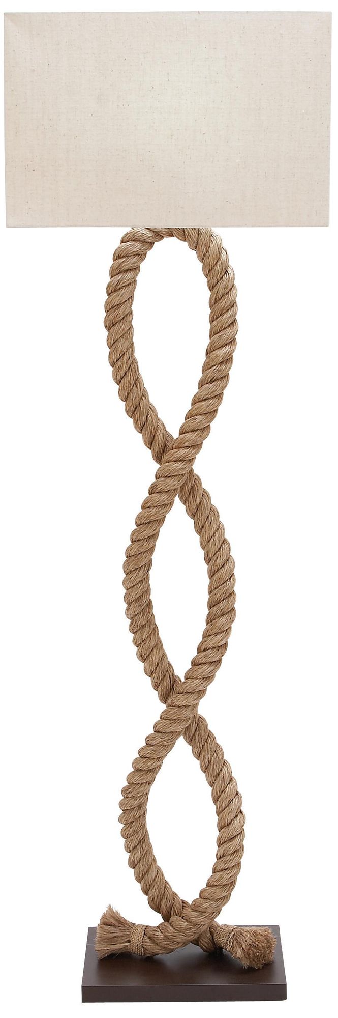 Brown Jute Rope Rustic Floor Lamp, 20" x 9" x 63"