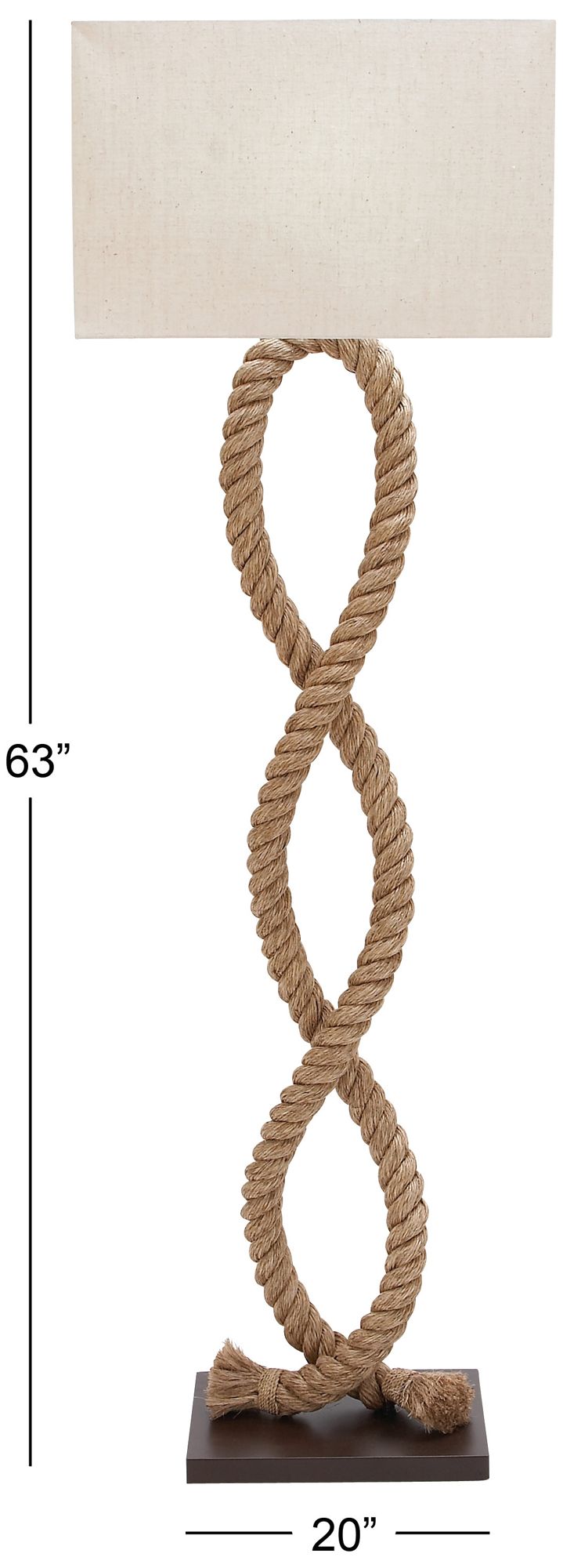 Image 7 Brown Jute Rope Rustic Floor Lamp, 20" x 9" x 63" more views