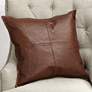 Brown Leather 22" Square Decorative Pillow