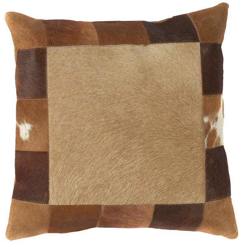 Image 1 Brown Leather Hide Square Pillow