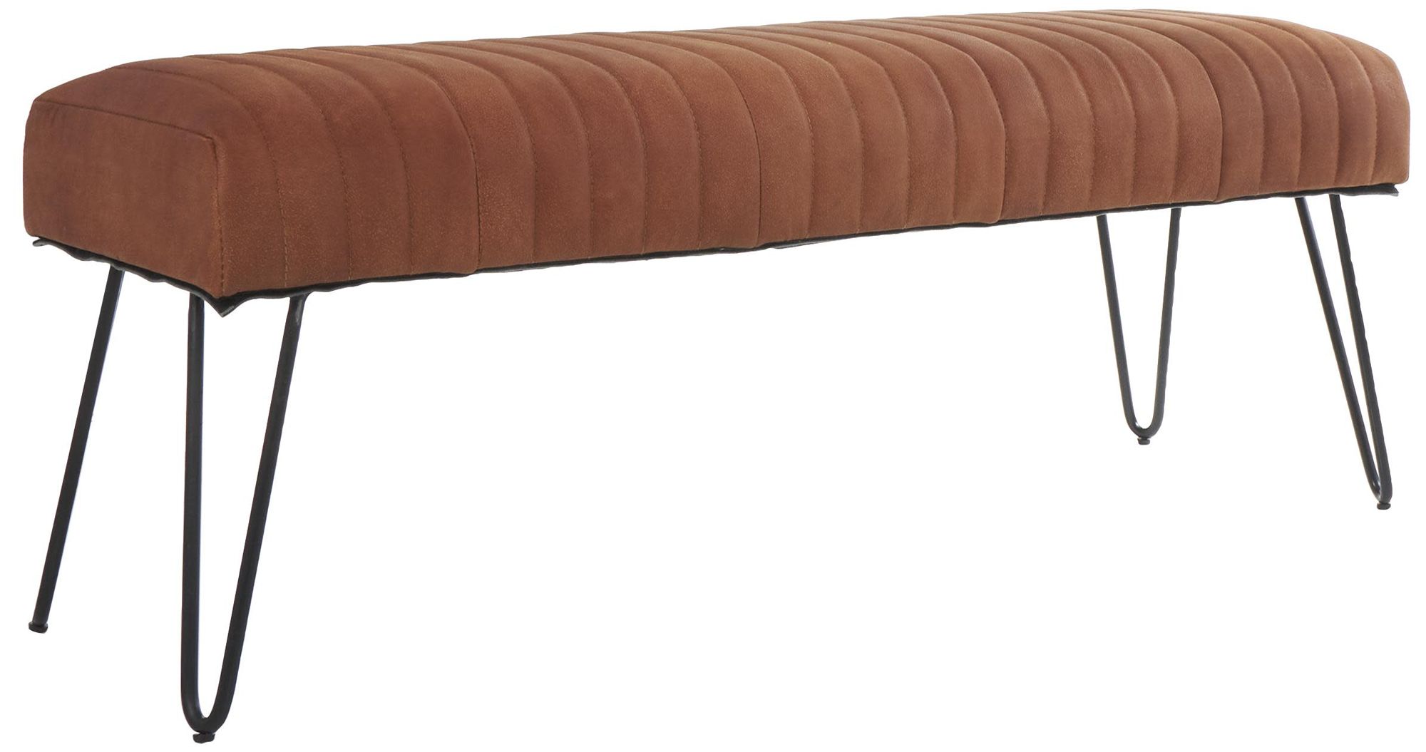 Image 2 Brown Leather Modern Farmhouse Bench, 47" x 17" x 18"