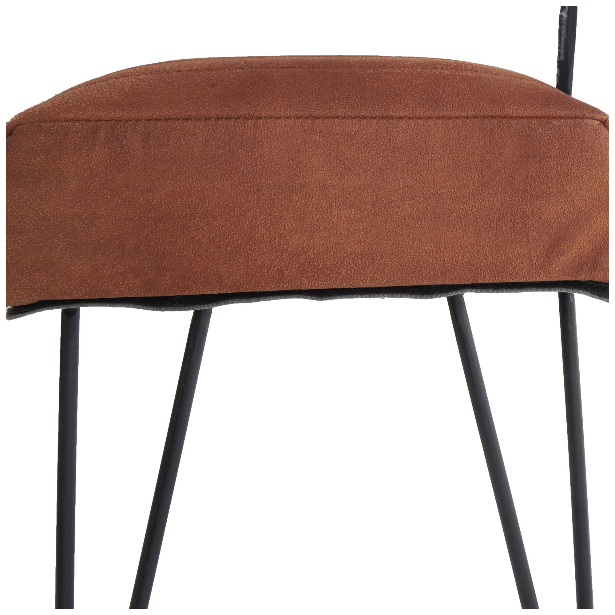 Image 3 Brown Leather Modern Farmhouse Bench, 47" x 17" x 18" more views