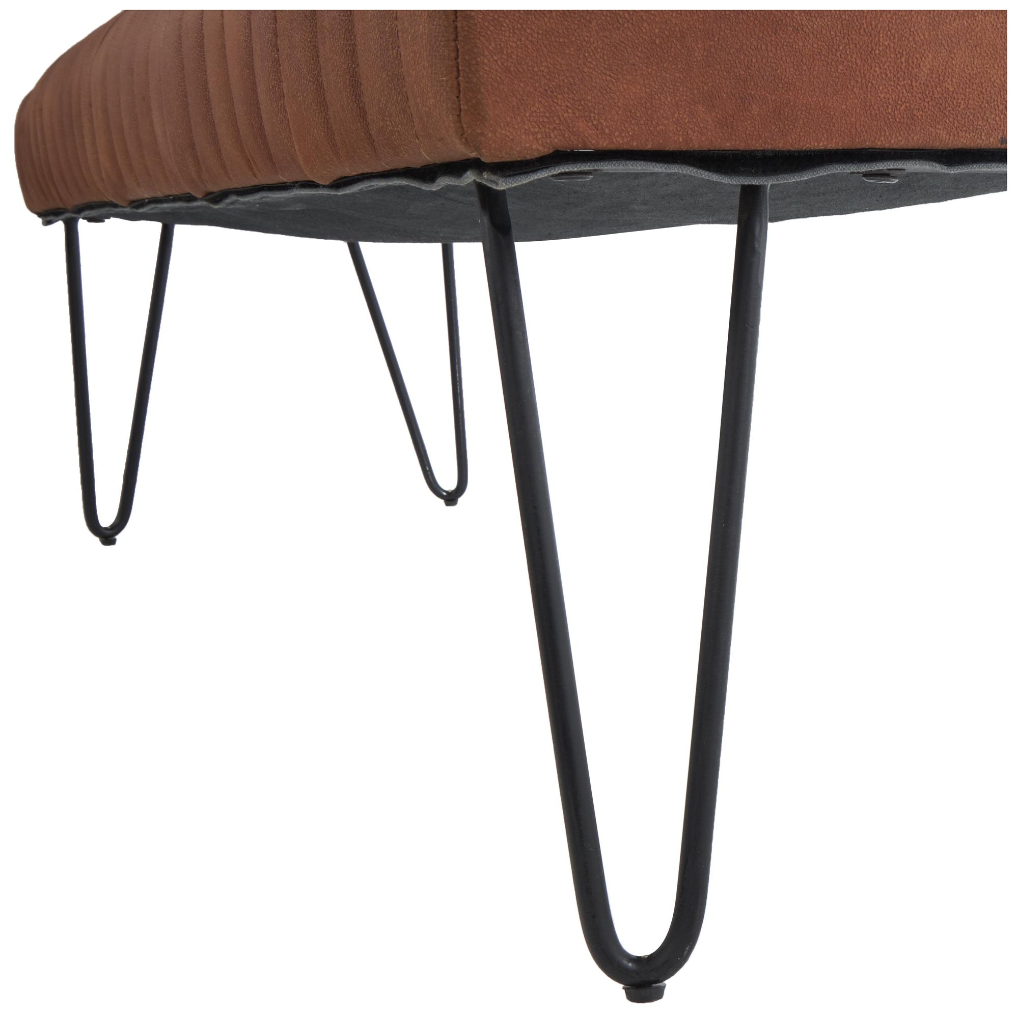 Image 4 Brown Leather Modern Farmhouse Bench, 47" x 17" x 18" more views