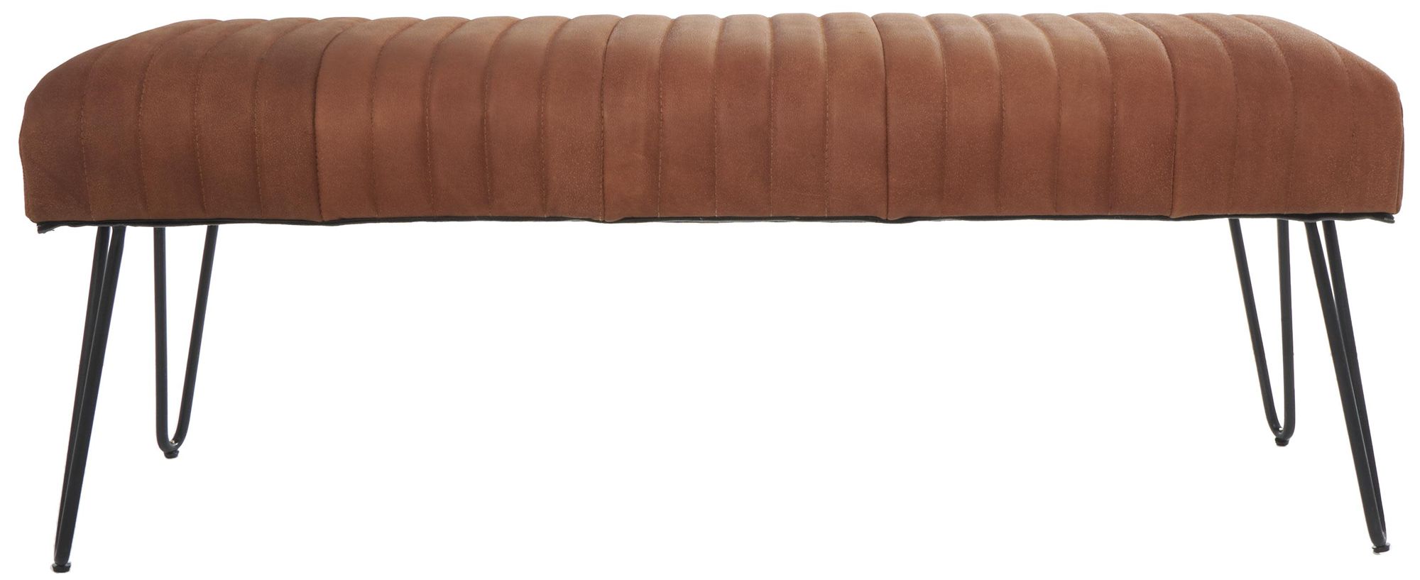 Image 5 Brown Leather Modern Farmhouse Bench, 47" x 17" x 18" more views