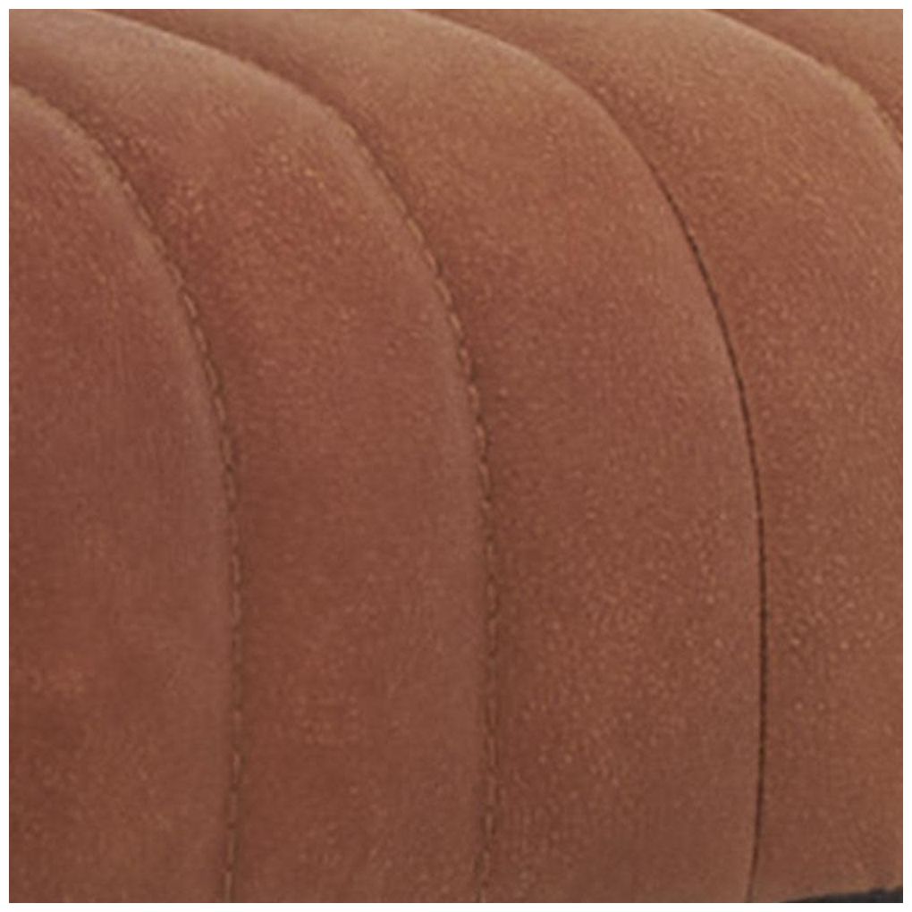 Brown Leather Modern Farmhouse Bench, 47" x 17" x 18"