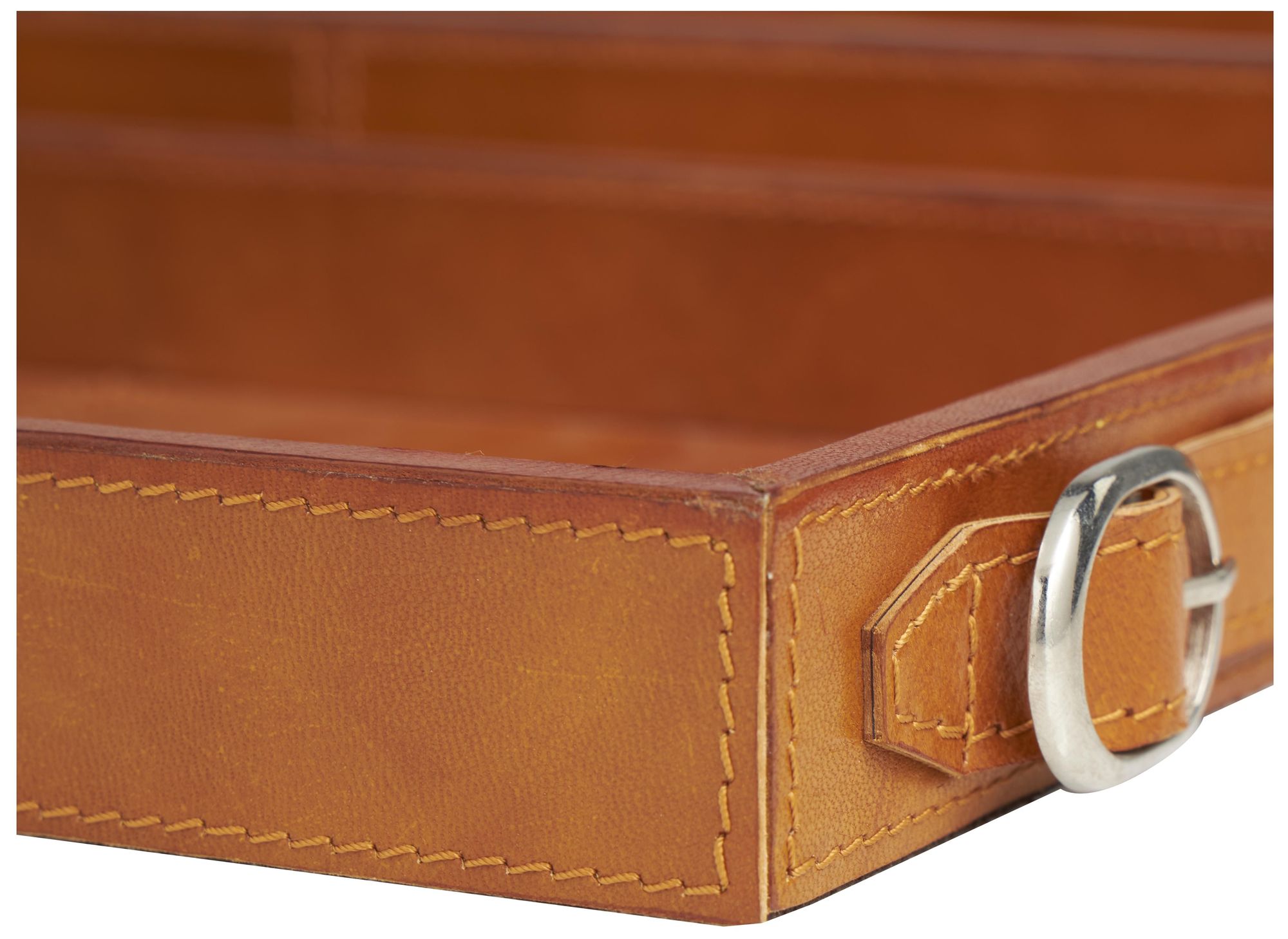Image 2 Brown Leather Modern Tray, S/2 21", 17"W more views