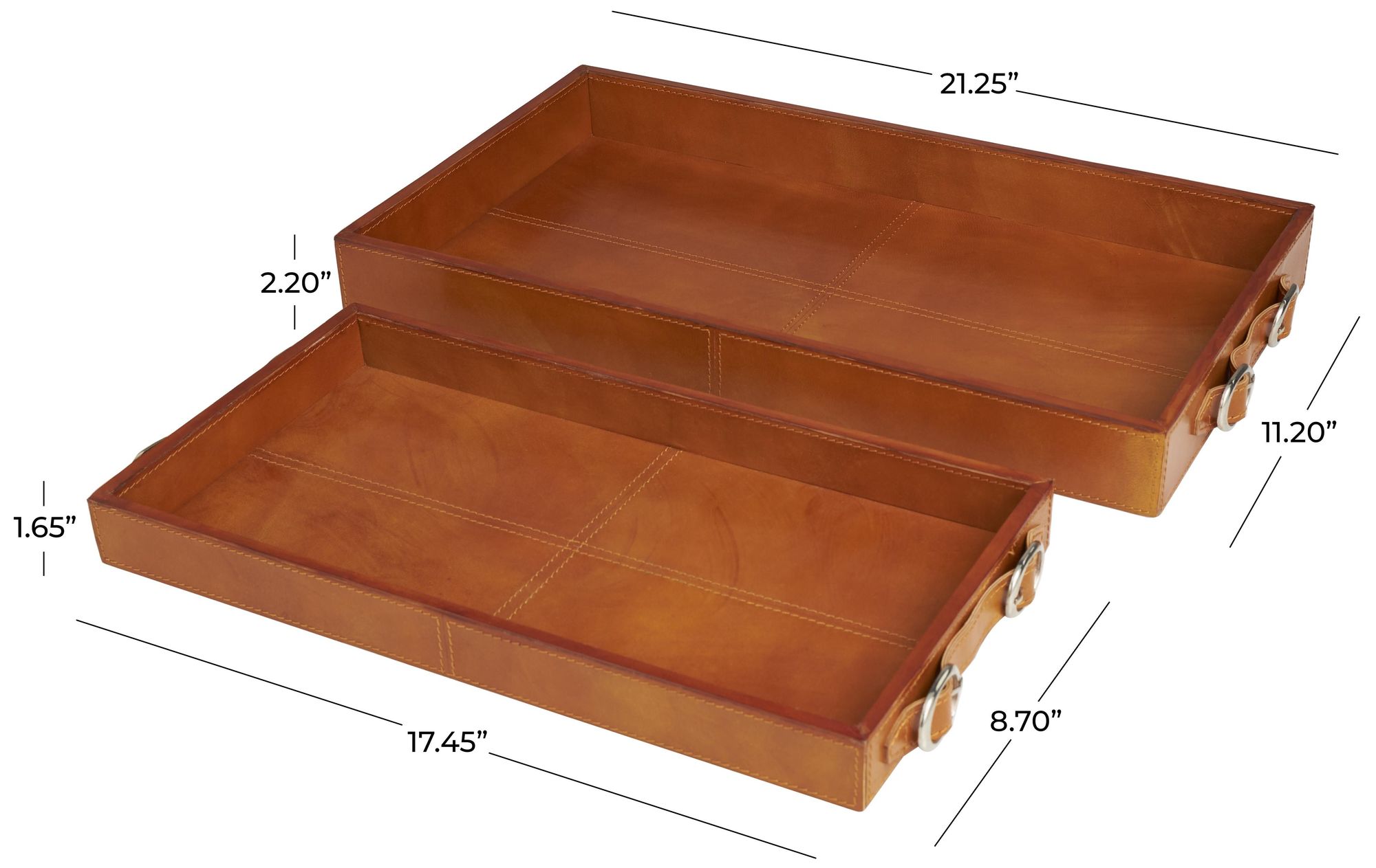 Image 6 Brown Leather Modern Tray, S/2 21", 17"W more views