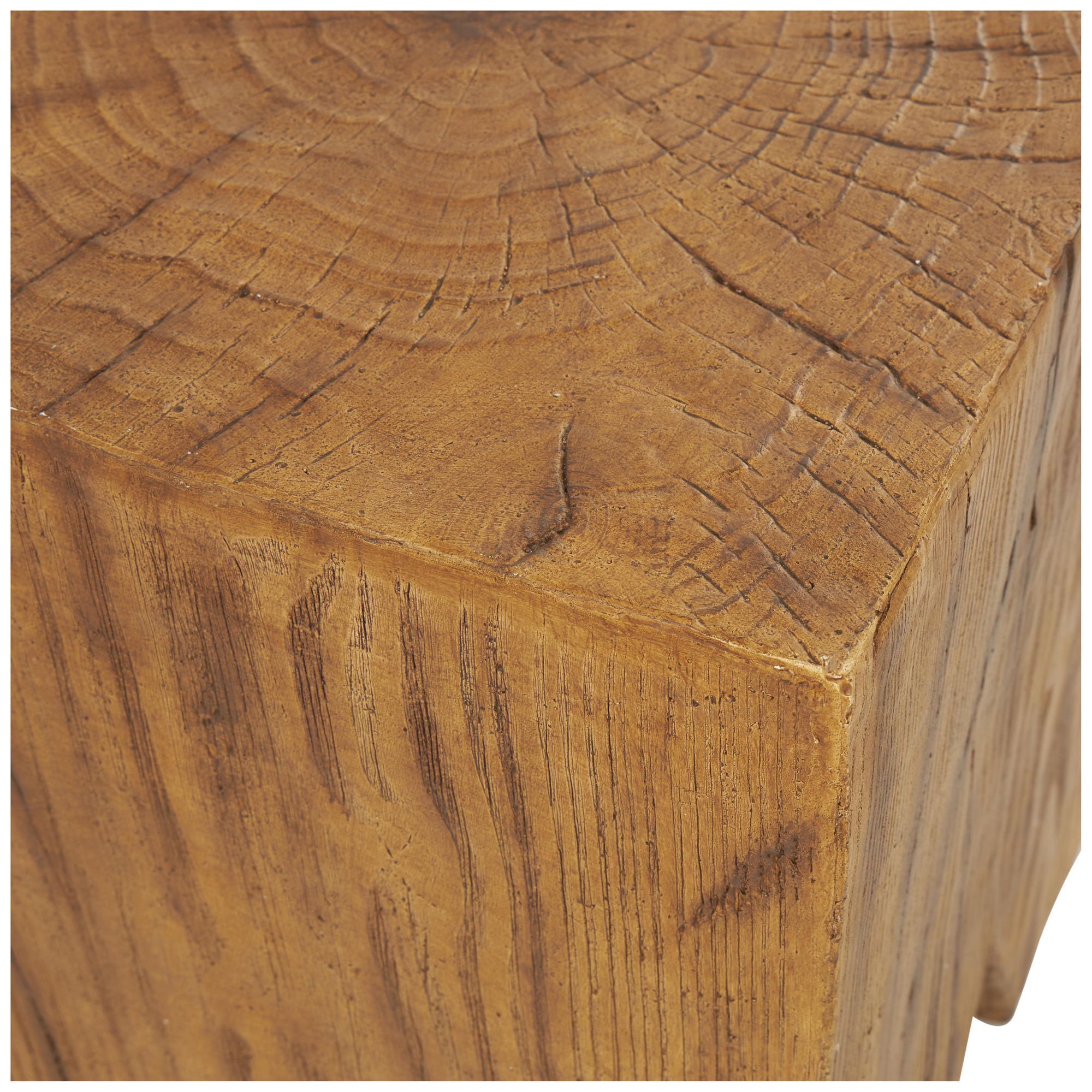 Image 3 Brown Magnesium Oxide Rustic Outdoor Accent Table, 14" x 14" x 18" more views