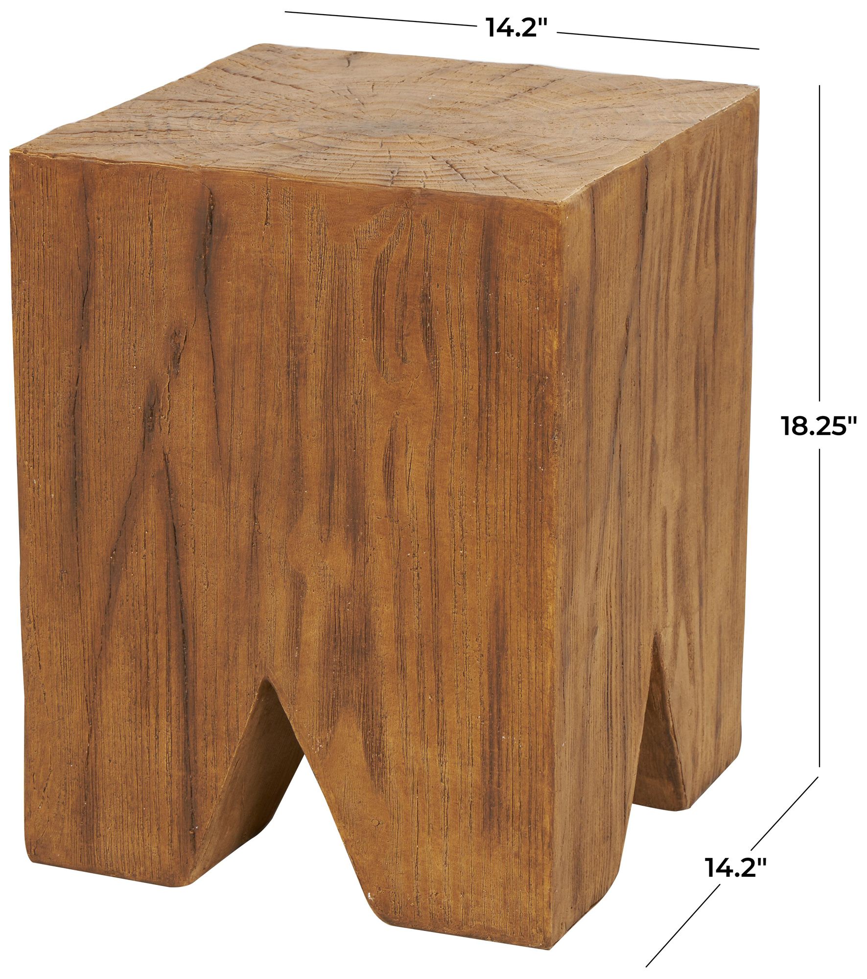 Image 7 Brown Magnesium Oxide Rustic Outdoor Accent Table, 14" x 14" x 18" more views